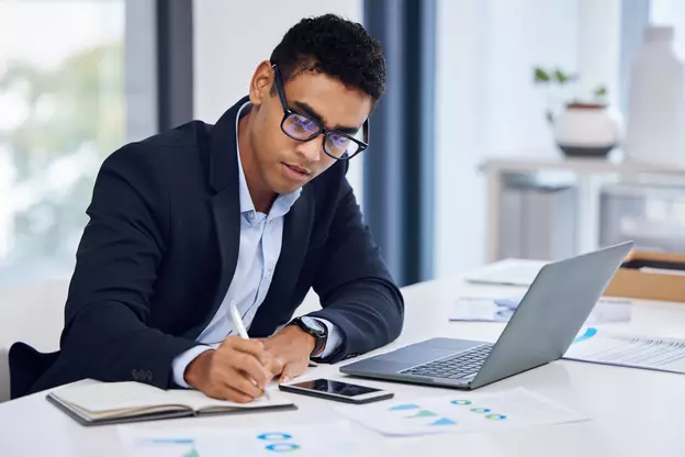 business man writing